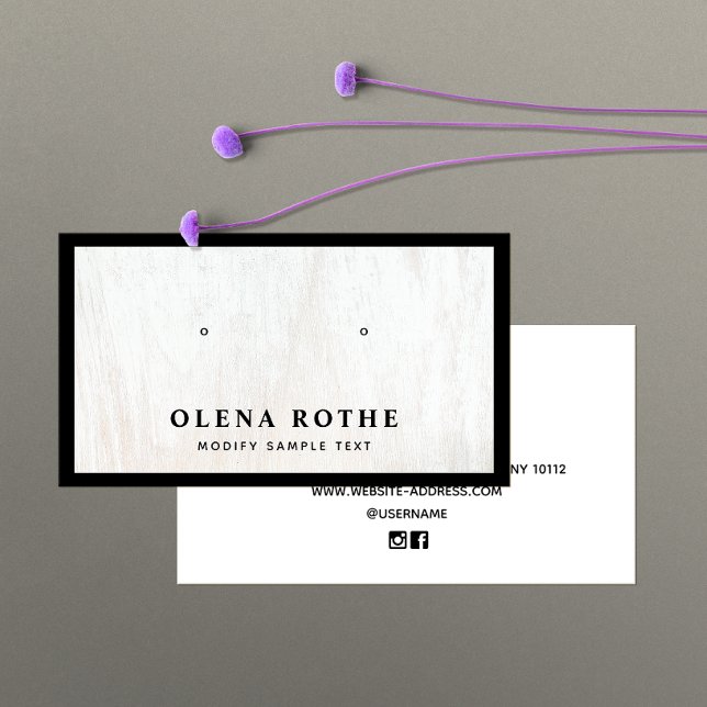 Cartão De Contato Tela de borda preta de madeira branca (Criador carregado)