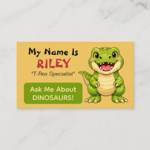 Cartão De Contato Tema de Dinossauro Personalizado Divertido para Cr