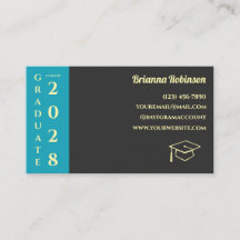Turquoise Photo Modern Graduation Name Card