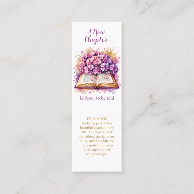 Cartão De Contato Um Novo Capítulo Hydrangea Bookmark Favor (Frente)