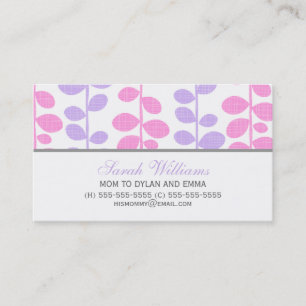 Cartão De Contato Videiras cor-de-rosa e roxas