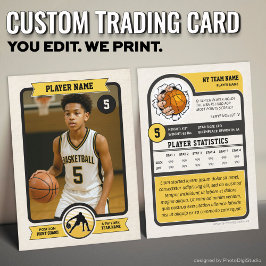 Cartão De Contato Vintage Custom Basketball Trading Card, Gold Sport
