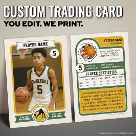 Cartão De Contato Vintage Custom Basketball Trading Card, Green