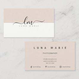 Cartão De Contato Violeta e branco, monograma caligráfico minimalist