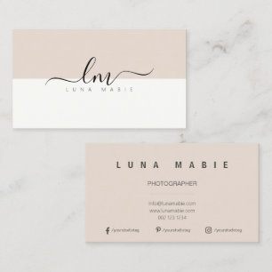 Cartão De Contato Violeta e branco, monograma caligráfico minimalist