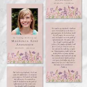 Cartão De Contato Wildflower In Loving Memory Memorial Prayer Card