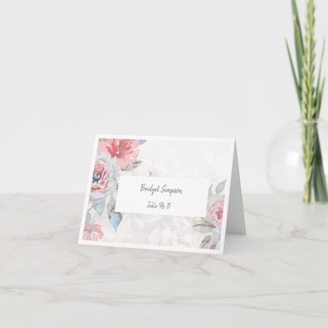 cartão de convidado de rosa de casamento floral br (Frente)