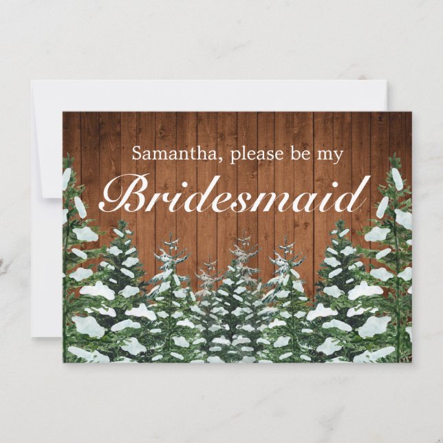 Cartão de Convidado para Madeira e Floresta Neve (Frente)