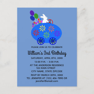 Cartão de Convite #2 Coelho de Aniversário Ovo Car