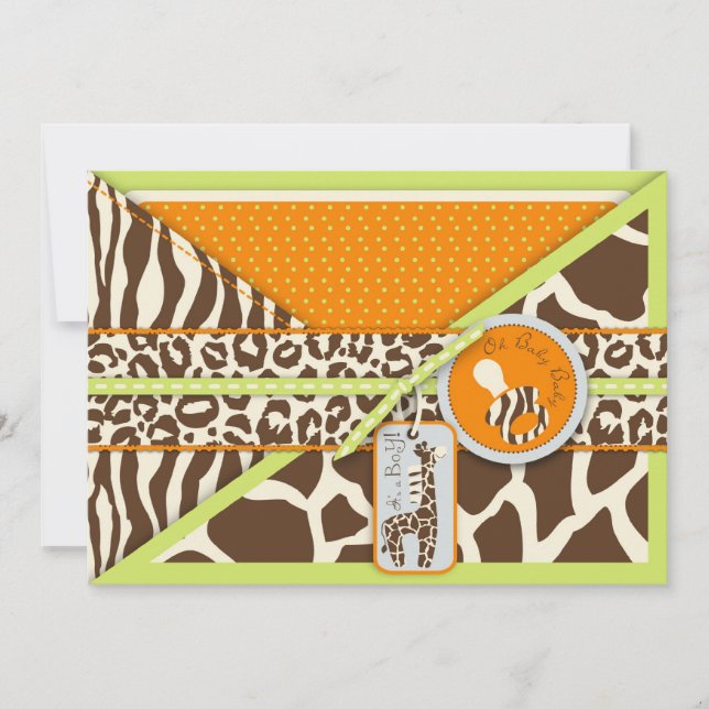 Cartão de Convite 2 do Safari Boy LGR (Frente)