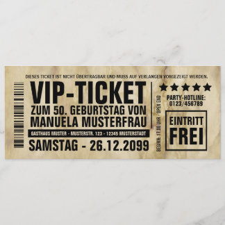 Cartão de convite 50. Aniversário bilhete de VIP