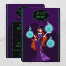 Cartão de Convite à Bruxa de Halloween