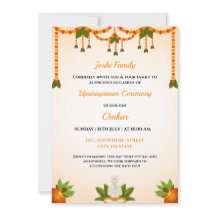 Cartão de Convite à Cerimônia Upanayanam, Convite 