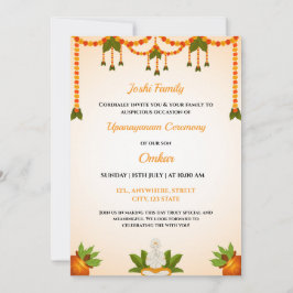 Cartão de Convite à Cerimônia Upanayanam, Convite