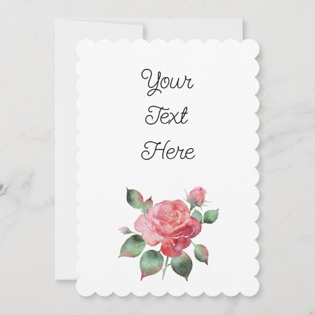 Cartão de Convite ao estilo Cartão-postal de Rosa  (Frente)