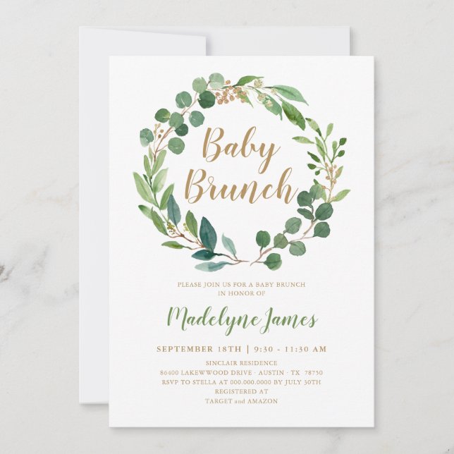 Cartão de Convite Baby Brunch (Frente)
