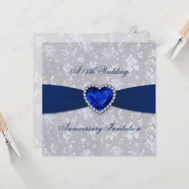 Cartão de Convite Bold Damask 45º Aniversário 5.25