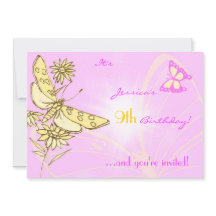 Cartão de Convite Borboleta Pêssego Rosa