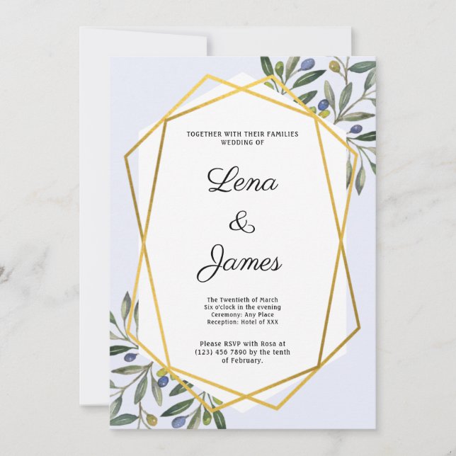 Cartão de Convite Botânico Branco (Frente)