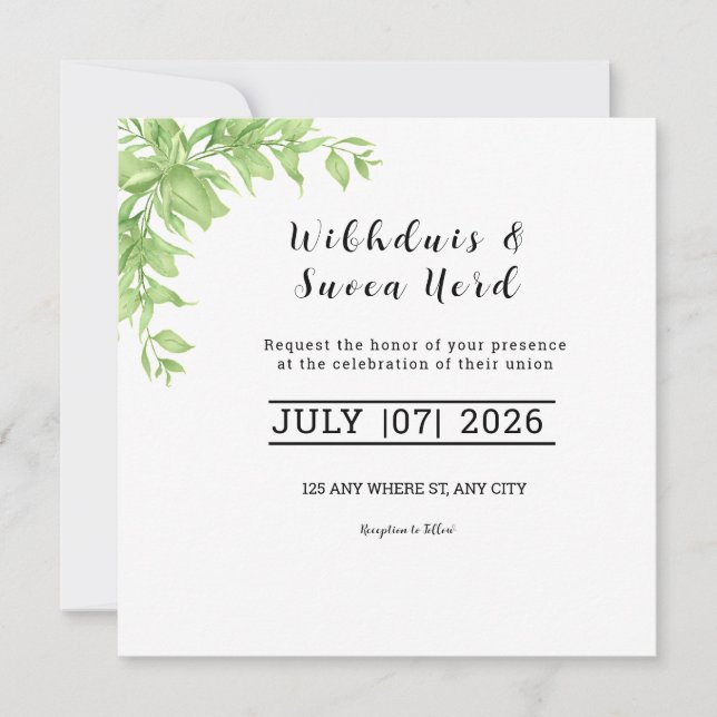 Cartão de Convite - Cartão de Casamento Quadrado (Frente)