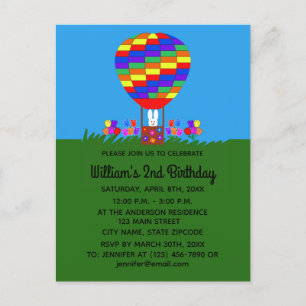 Cartão de Convite Coelho de Balão de Aniversário #