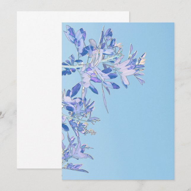 Cartão de Convite com Folhas de Árvore de Pimenta (Frente/Verso)