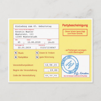 Cartão de convite como atestado/atestado médico, a