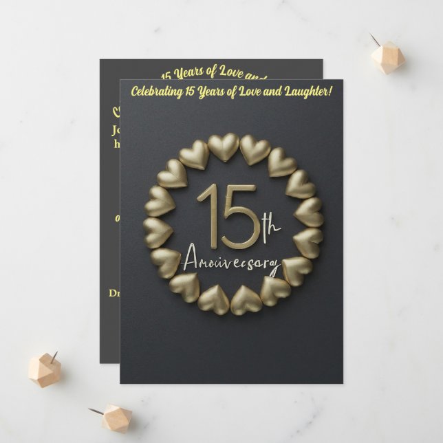 Cartão de convite de 15 Wedding Anniversário (Frente/Verso In Situ)