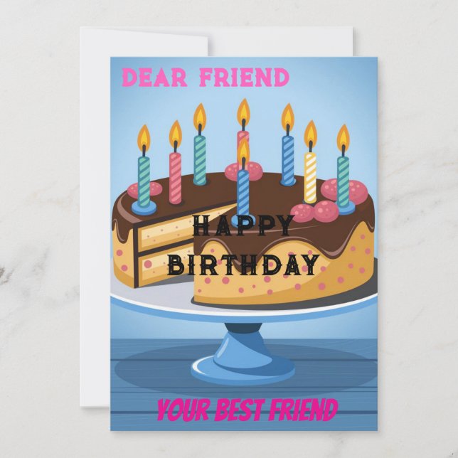 Cartão de Convite de Aniversário com um Bolo Delic (Frente)