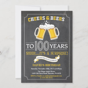 Cartão de Convite de Aniversário de 100 anos Cheer