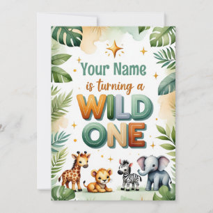 Cartão de Convite de Aniversário de 1 Ano Wild One