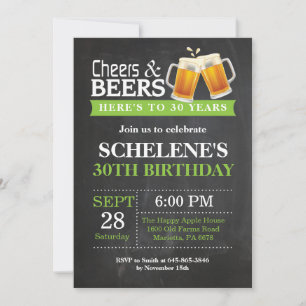 Cartão de Convite de Aniversário de 30 anos Cheers