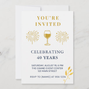 Cartão de Convite de Aniversário de 40 Anos Modern