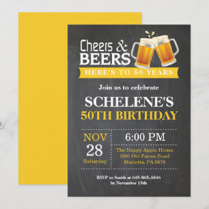 Cartão de Convite de Aniversário de 50 anos Cheers