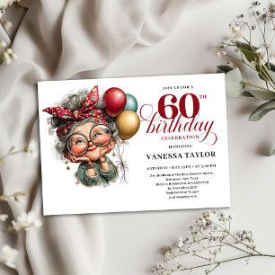 Cartão de Convite de Aniversário de 60 Anos Design