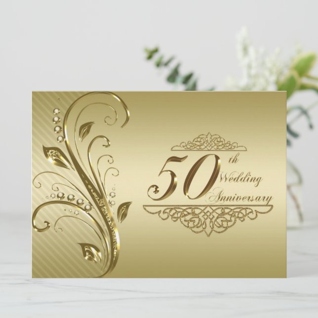 Cartão de Convite de Aniversário de Casamento de 5 (Em pé/Frente)