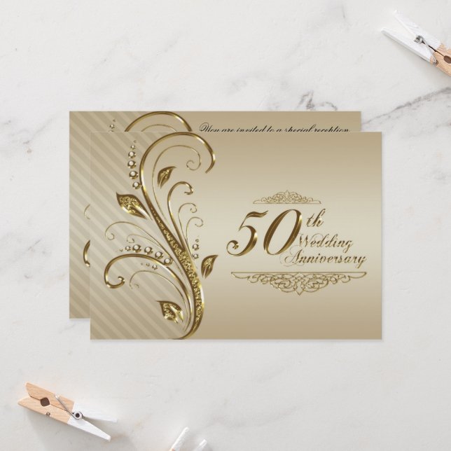 Cartão de Convite de Aniversário de Casamento de o (Frente/Verso In Situ)