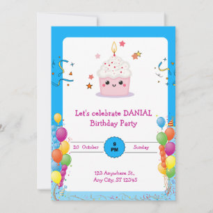 Cartão de Convite de Aniversário de Festa de vamos