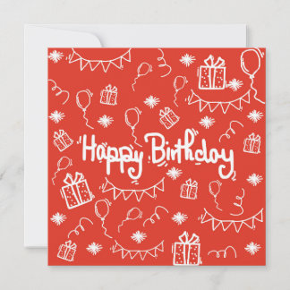 cartão de convite de aniversário desenhado à mão