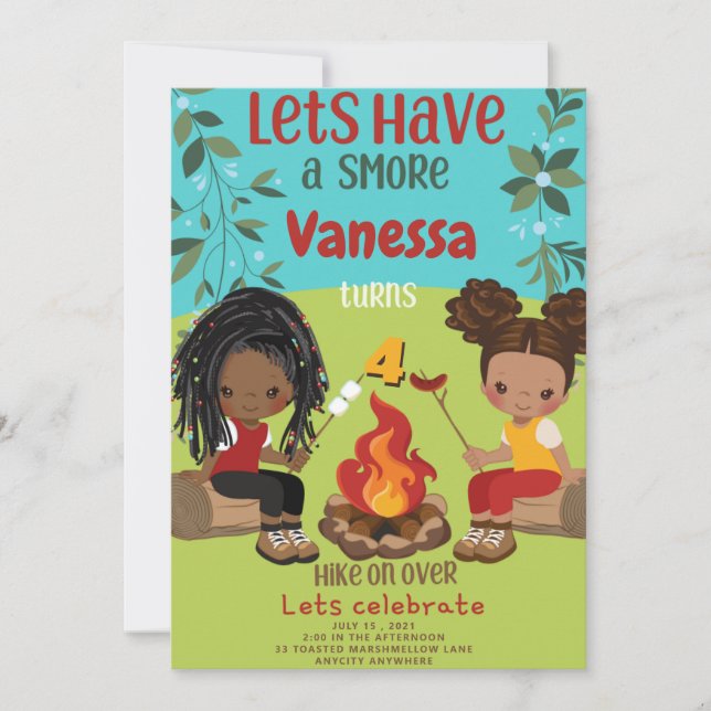 Cartão de Convite de Aniversário do Feliz Camper 1 (Frente)