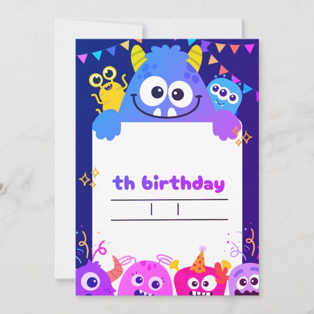 Cartão de convite de aniversário do meu filho  (Frente)