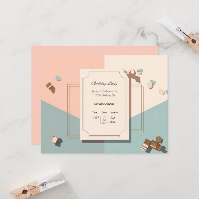 Cartão de Convite de Aniversário do Posto Minimali (Frente/Verso In Situ)