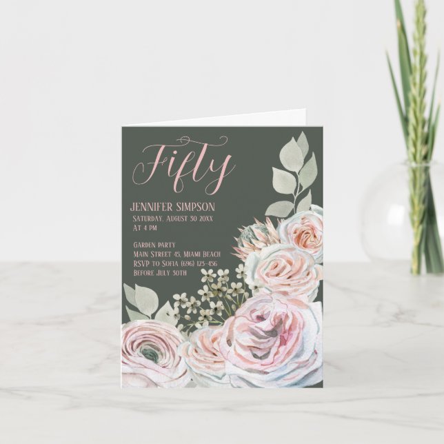 Cartão de convite de aniversário dobrado (Frente)