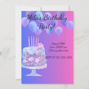 CARTÃO DE CONVITE DE ANIVERSÁRIO, DOWNLOAD INSTANT