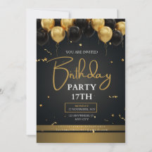 Cartão de convite de aniversário editável
