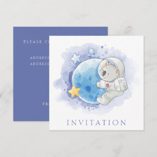 CARTÃO DE CONVITE DE ANIVERSÁRIO: KOALA NA LUA