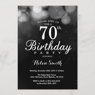 Cartão de Convite de Aniversário para 70 de Glitte
