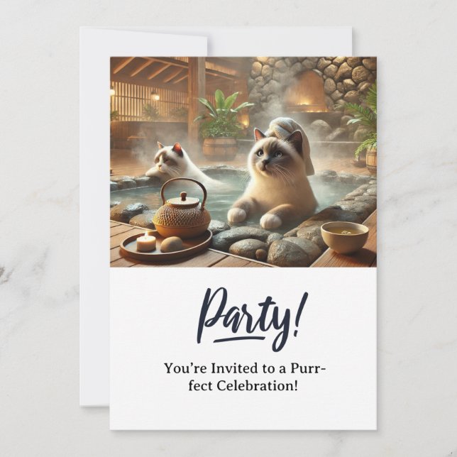 Cartão de Convite de aniversário para gatos (Frente)