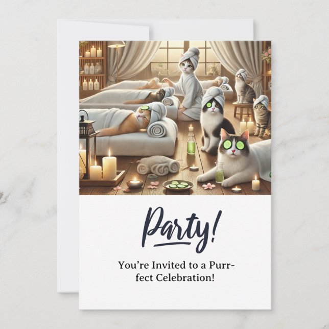 Cartão de Convite de aniversário para gatos (Frente)