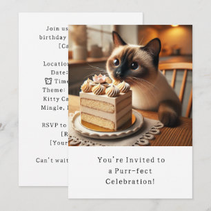 Cartão de Convite de aniversário para gatos